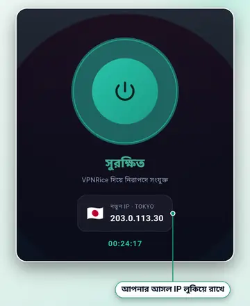 একটি সার্ভারে সংযুক্ত VPNRice অ্যাপ