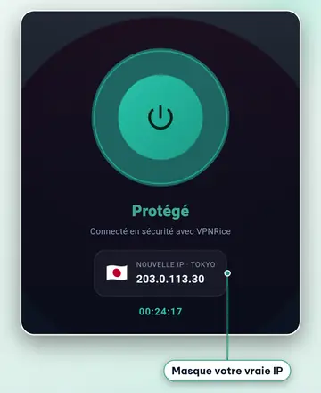 L’appli VPNRice connectée à un serveur